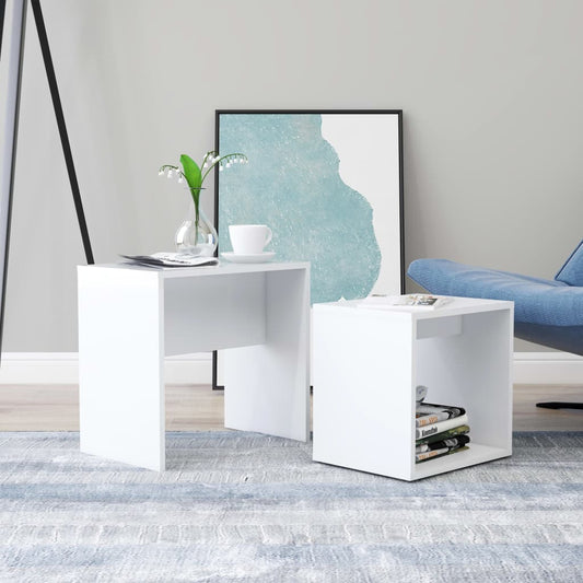 Coffee Table Set White Chipboard