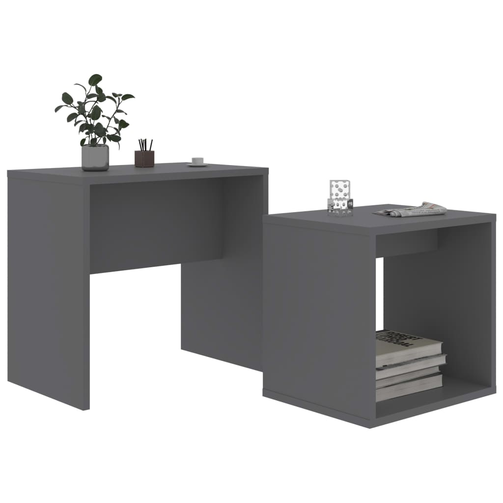 Coffee Table Set Grey 48x30x45 cm Chipboard