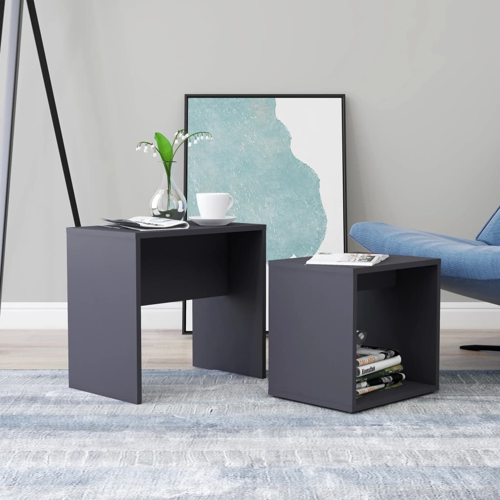 Coffee Table Set Grey 48x30x45 cm Chipboard