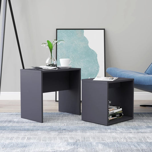 Coffee Table Set Grey 48x30x45 cm Chipboard