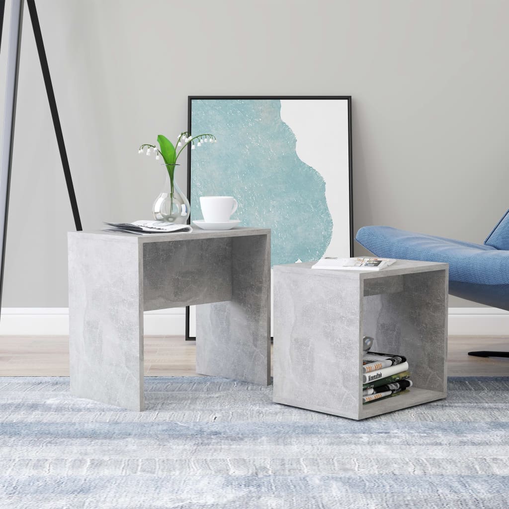 Coffee Table Set Concrete Grey Chipboard