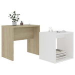 Coffee Table Set White and Sonoma Oak 48x30x45 cm Chipboard