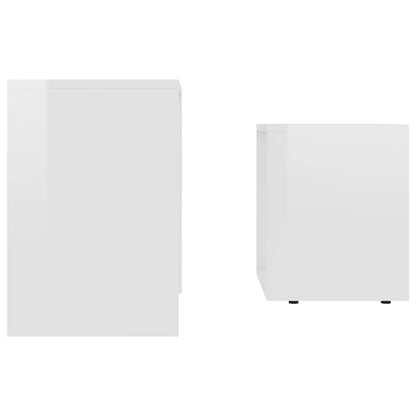 Coffee Table Set High Gloss White Wood