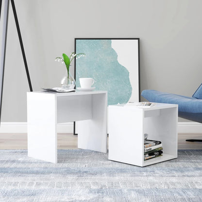Coffee Table Set High Gloss White 48x30x45 cm Chipboard