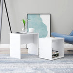 Coffee Table Set High Gloss White Wood