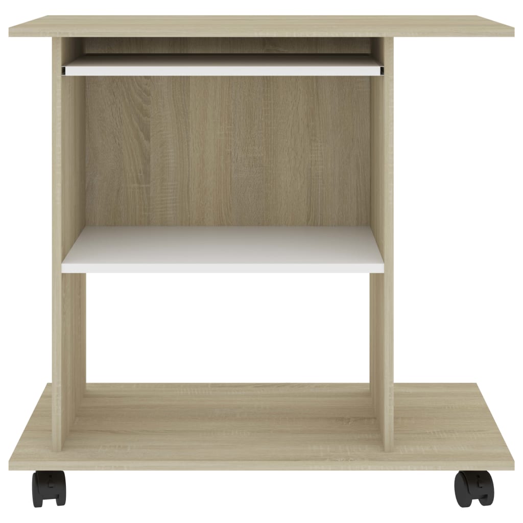 Computer Desk White and Sonoma Oak 80x50x75 cm Chipboard