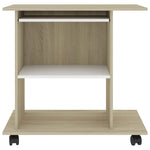Computer Desk White and Sonoma Oak 80x50x75 cm Chipboard
