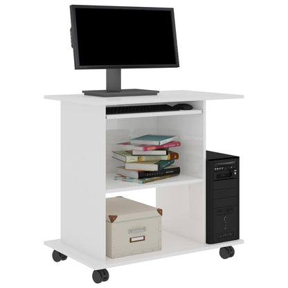 Computer Desk High Gloss White 80x50x75 cm Chipboard