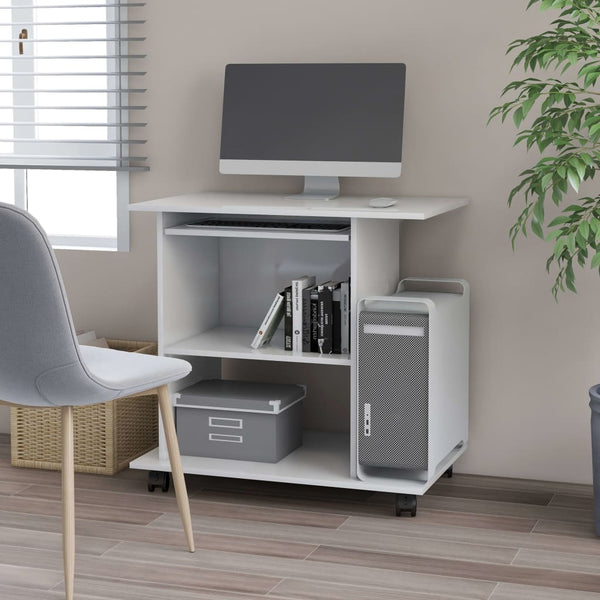  Computer Desk High Gloss White 80x50x75 cm Chipboard