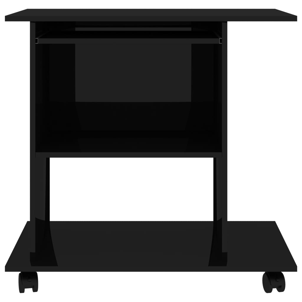 Computer Desk High Gloss Black 80x50x75 cm Chipboard
