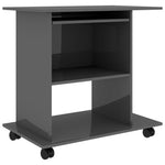 Computer Desk High Gloss Grey 80x50x75 cm Chipboard