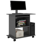 Computer Desk High Gloss Grey 80x50x75 cm Chipboard