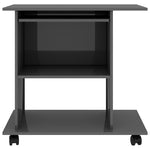 Computer Desk High Gloss Grey 80x50x75 cm Chipboard