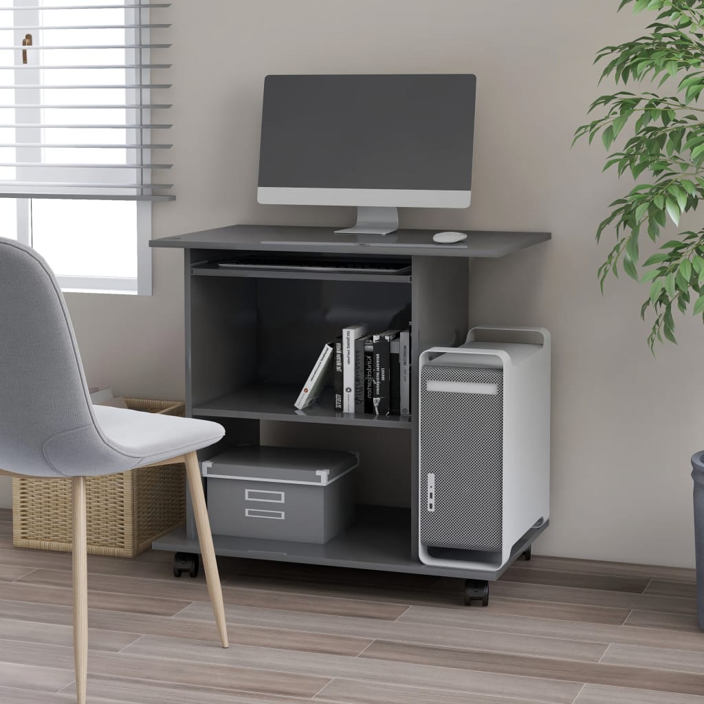 Computer Desk High Gloss Grey 80x50x75 cm Chipboard