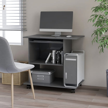 Computer Desk High Gloss Grey 80x50x75 cm Chipboard