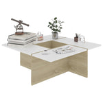 Coffee Table White and Sonoma Oak 79.5x79.5x30 cm Chipboard