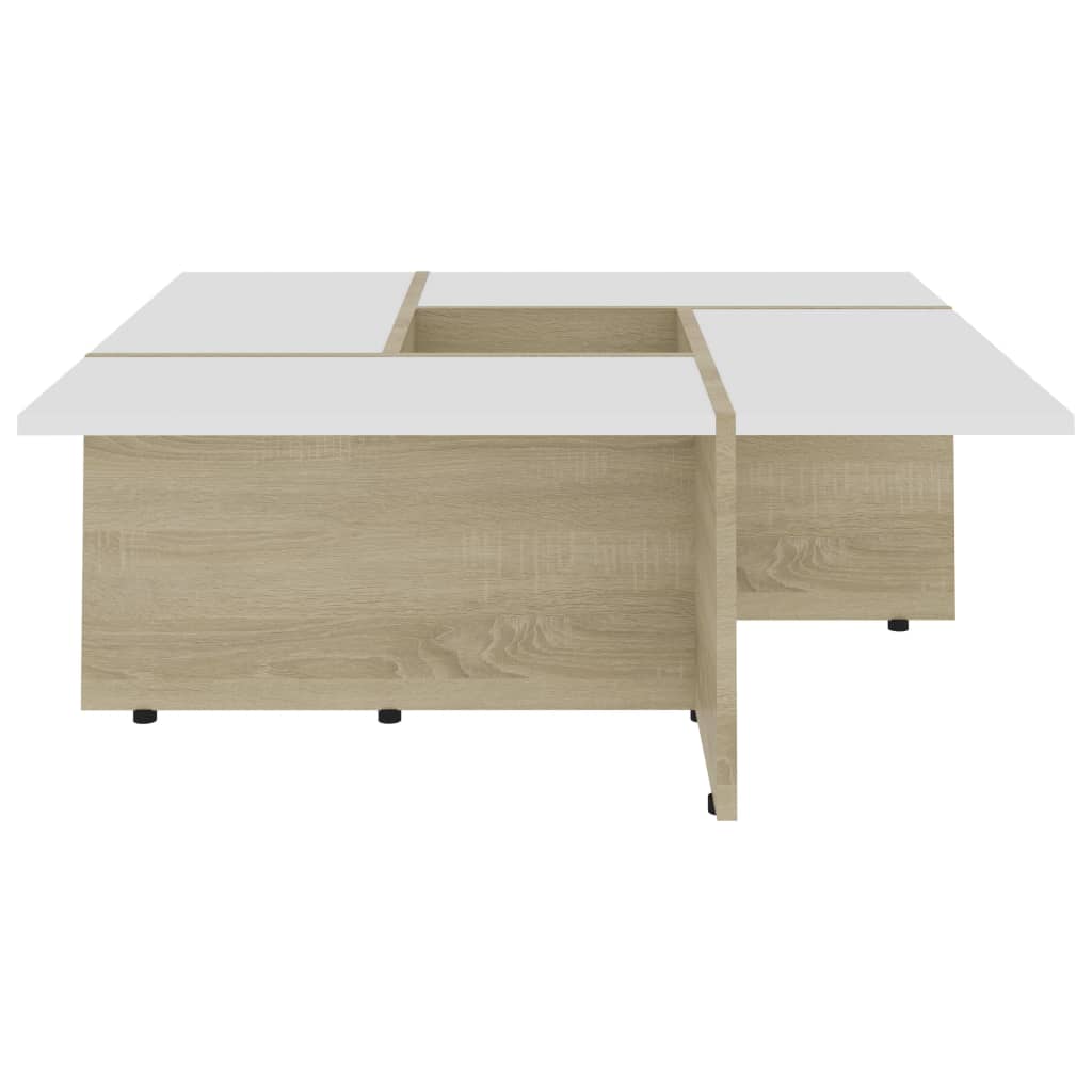 Coffee Table White and Sonoma Oak 79.5x79.5x30 cm Chipboard