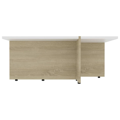 Coffee Table White and Sonoma Oak 79.5x79.5x30 cm Chipboard