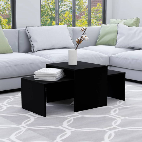  Coffee Table Set Black 100x48x40 cm Chipboard