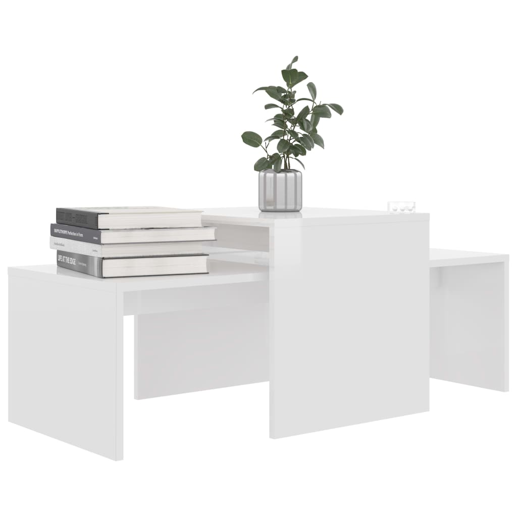 Coffee Table Set High Gloss White 100x48x40 cm Chipboard