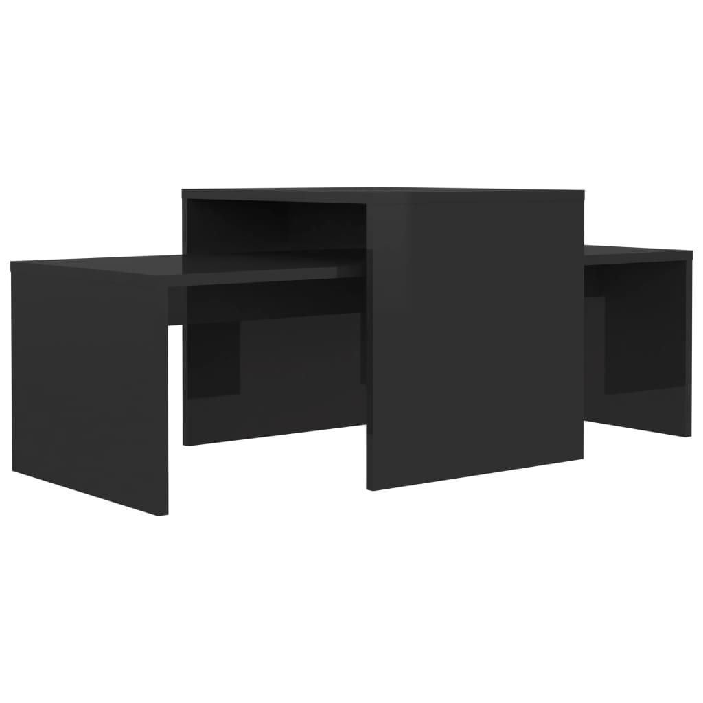 Coffee Table Set High Gloss Black 100x48x40 cm Chipboard