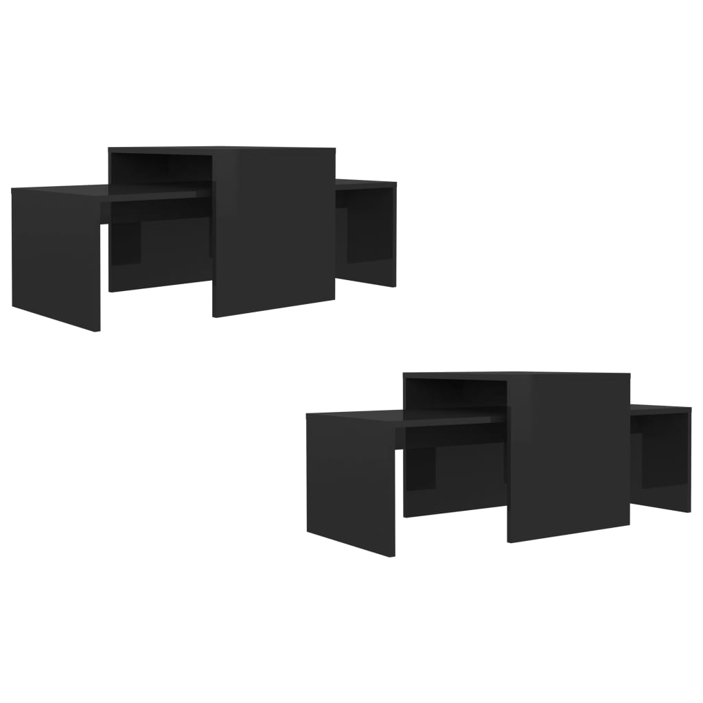 Coffee Table Set High Gloss Black 100x48x40 cm Chipboard