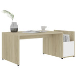 Coffee Table White and Sonoma Oak 90x45x35 cm Chipboard