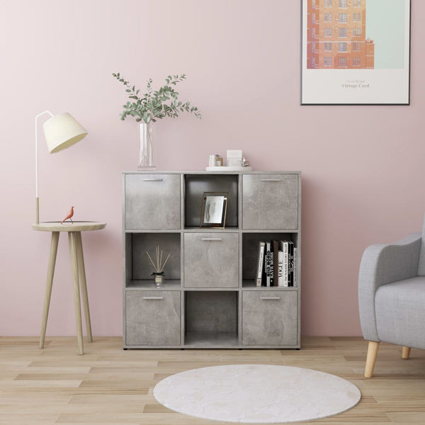  Book Cabinet Concrete Grey 90x30x90 cm Chipboard