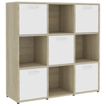 Book Cabinet White and Sonoma Oak 90x30x90 cm Chipboard