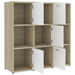 Book Cabinet White and Sonoma Oak 90x30x90 cm Chipboard