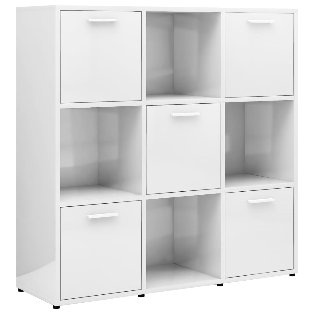 Book Cabinet High Gloss White 90x30x90 cm Chipboard