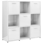 Book Cabinet High Gloss White 90x30x90 cm Chipboard