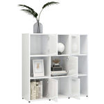 Book Cabinet High Gloss White 90x30x90 cm Chipboard