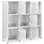 Book Cabinet High Gloss White 90x30x90 cm Chipboard