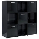 Book Cabinet High Gloss Black 90x30x90 cm Chipboard