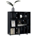 Book Cabinet High Gloss Black 90x30x90 cm Chipboard