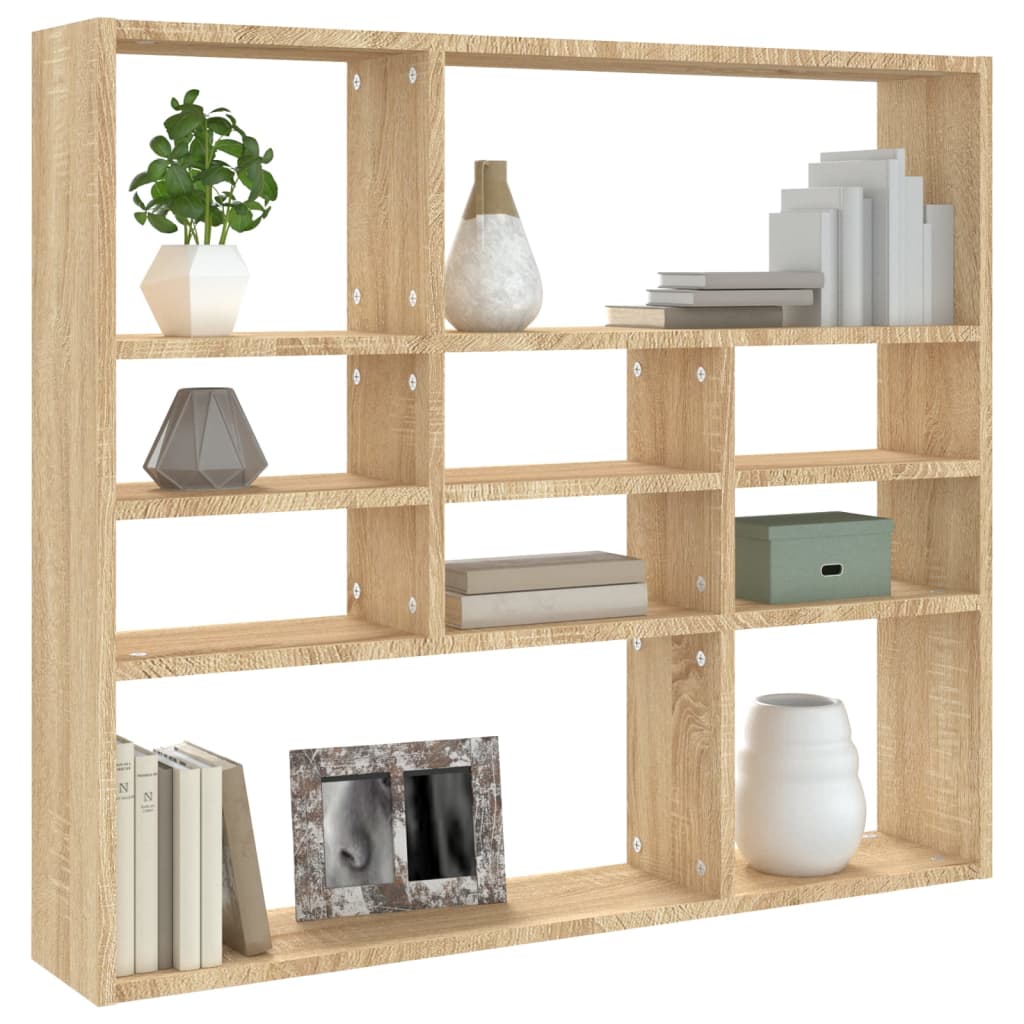 Wall Shelf Sonoma Oak 90x16x78 cm Chipboard