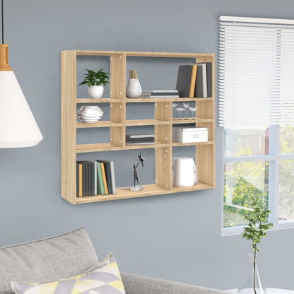 Wall Shelf Sonoma Oak 90x16x78 cm Chipboard