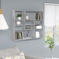 Wall Shelf Concrete Grey 90x16x78 cm Chipboard