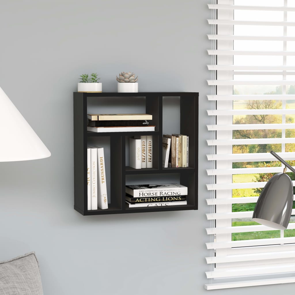 Wall Shelf Black 45.1x16x45.1 cm Chipboard
