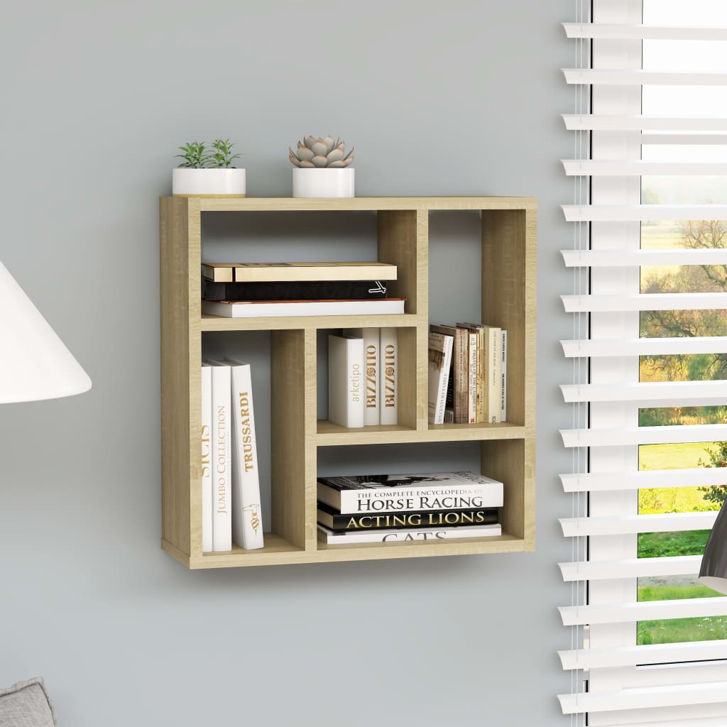 Wall Shelf Sonoma Oak 45.1x16x45.1 cm Chipboard