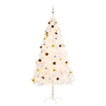 Artificial Christmas Tree with Baubles and LEDs White 180 cm