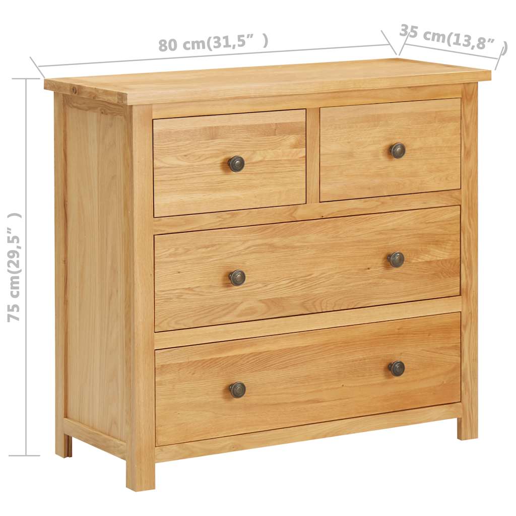 Chest of Drawers 4 Drawer Solid Oak Wood Storage Cabinet Organizer