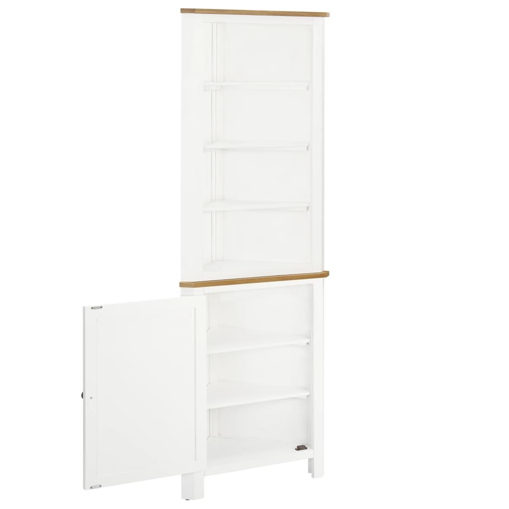 Corner Cabinet Solid Oak & White Wood
