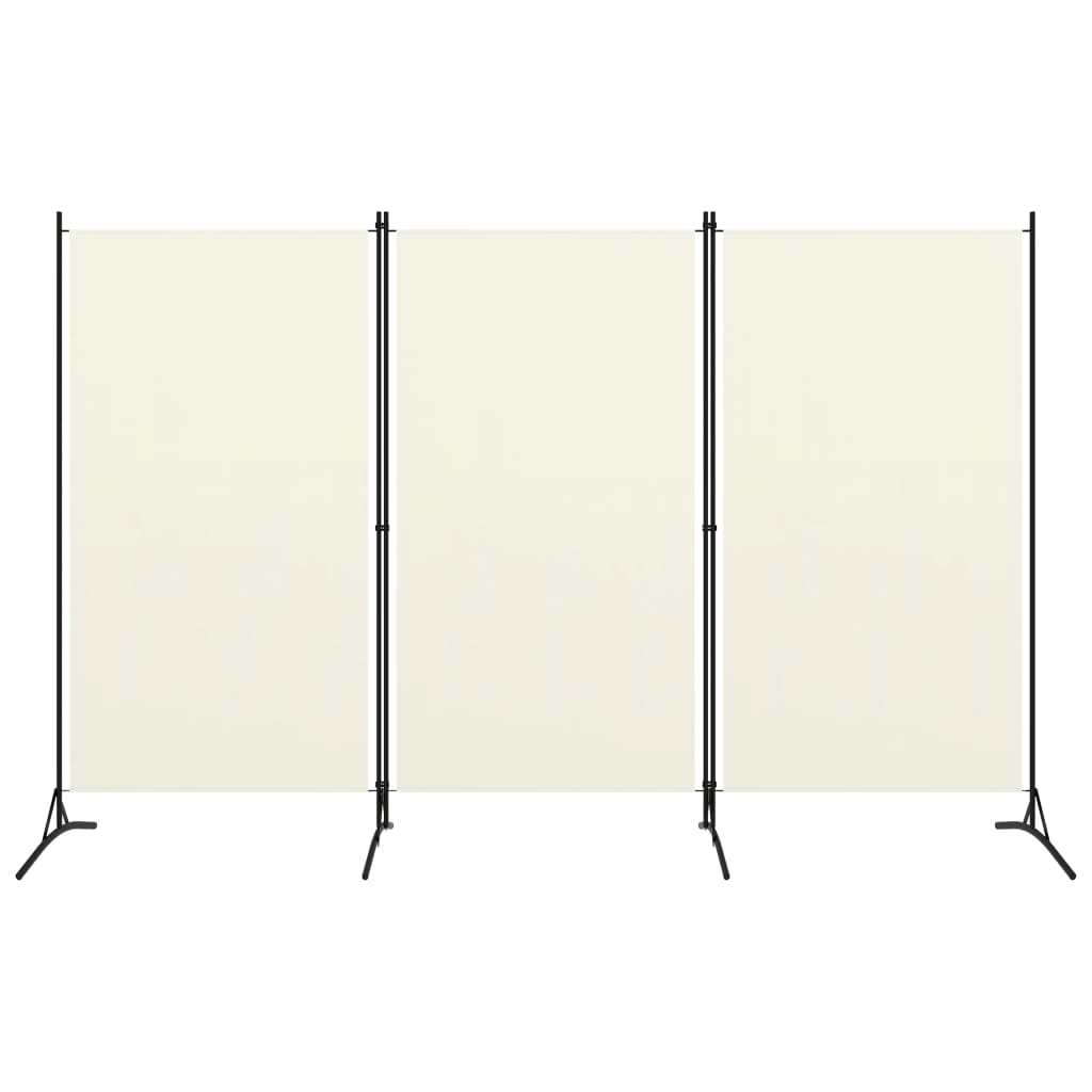 3-Panel Room Divider Black/Cream Fabric