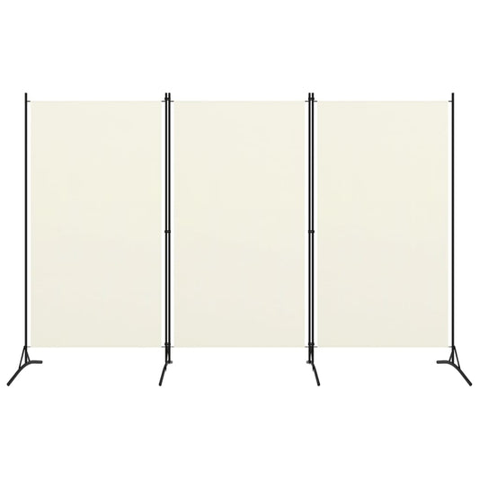 3-Panel Room Divider Black/Cream Fabric