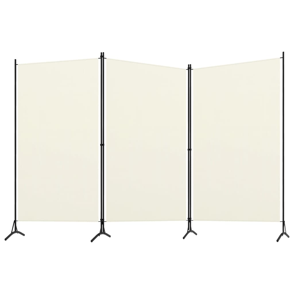 3-Panel Room Divider Black/Cream Fabric