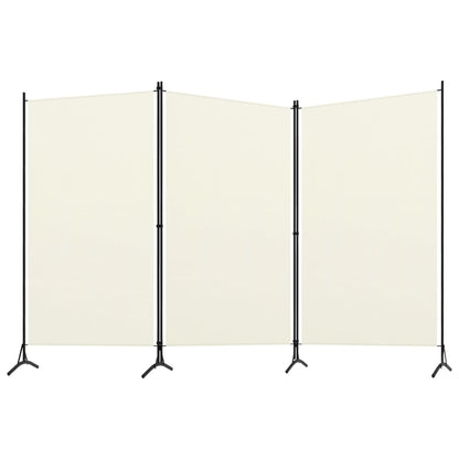 3-Panel Room Divider Black/Cream Fabric