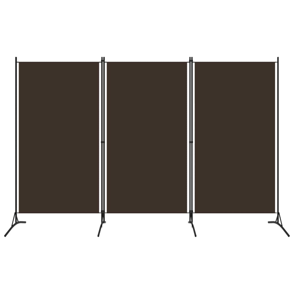3-Panel Room Divider Brown Fabric