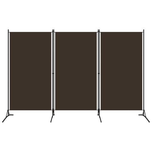 3-Panel Room Divider Brown Fabric